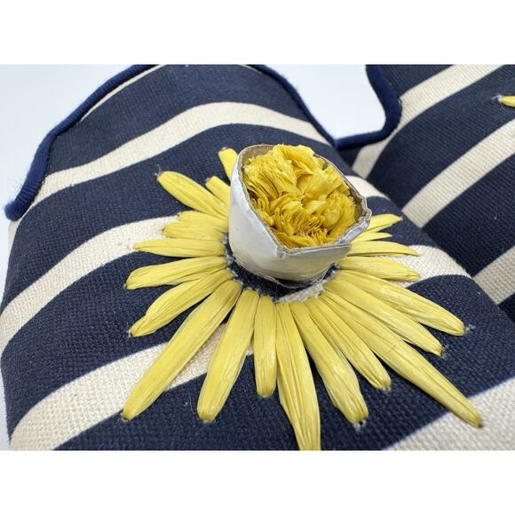 Kate Spade Solero Mule 6.5 Navy & White Stripe Espadrille Resort Vacation Daisy - Picture 3 of 13